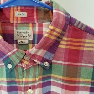 J. Crew Factory Summer Plaid Shirt - Slim Fit - L